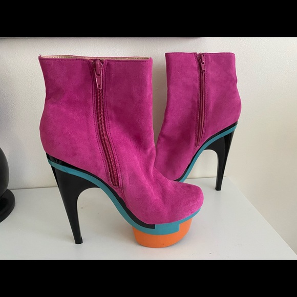 FRH FarenHeit  pink Platform Stiletto Ankle Boots - Picture 9 of 12